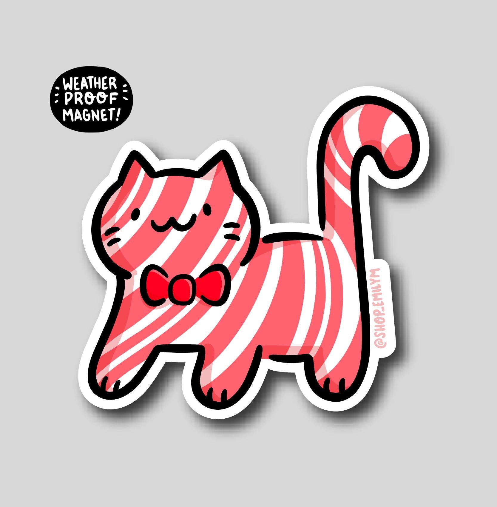 Candy Cane Cat Magnet