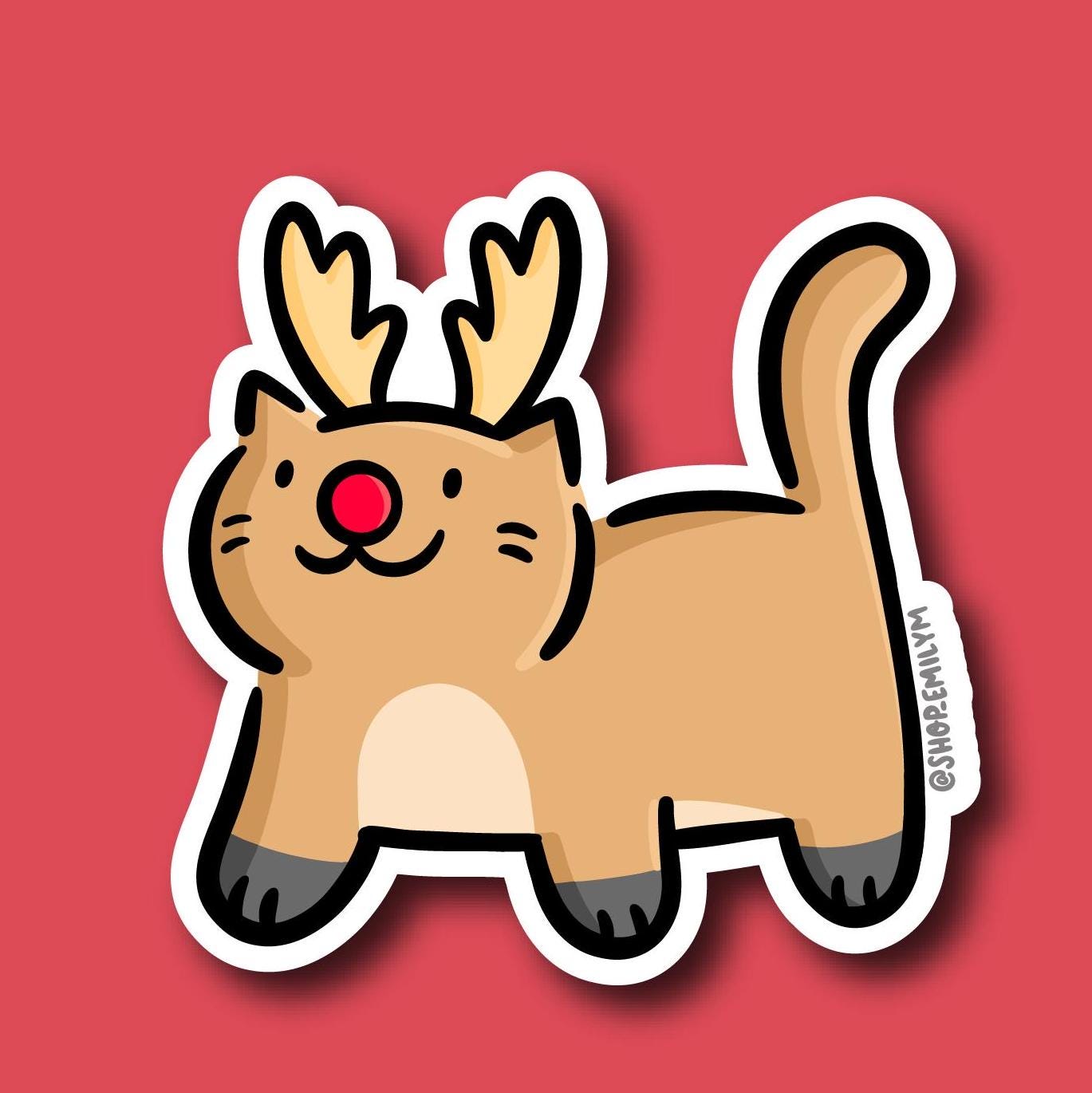 Reindeer Cat Sticker