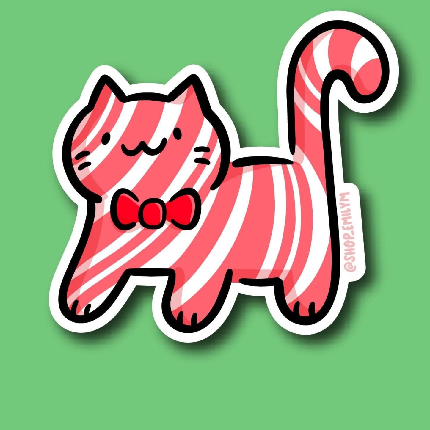 Candy Cane Cat Sticker