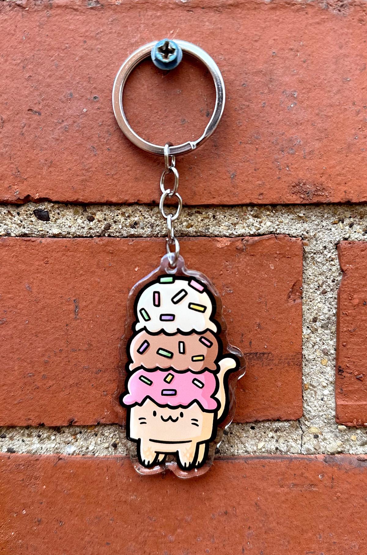 Ice Cream Cat Keychain