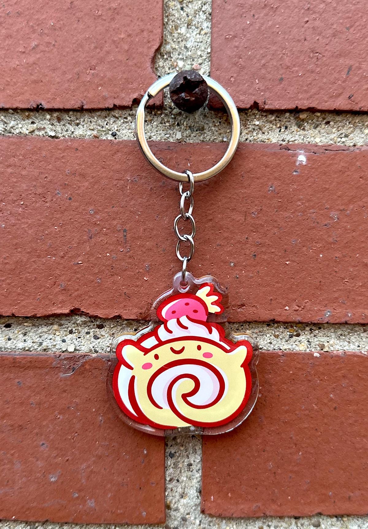 Strawberry Swiss Roll Keychain