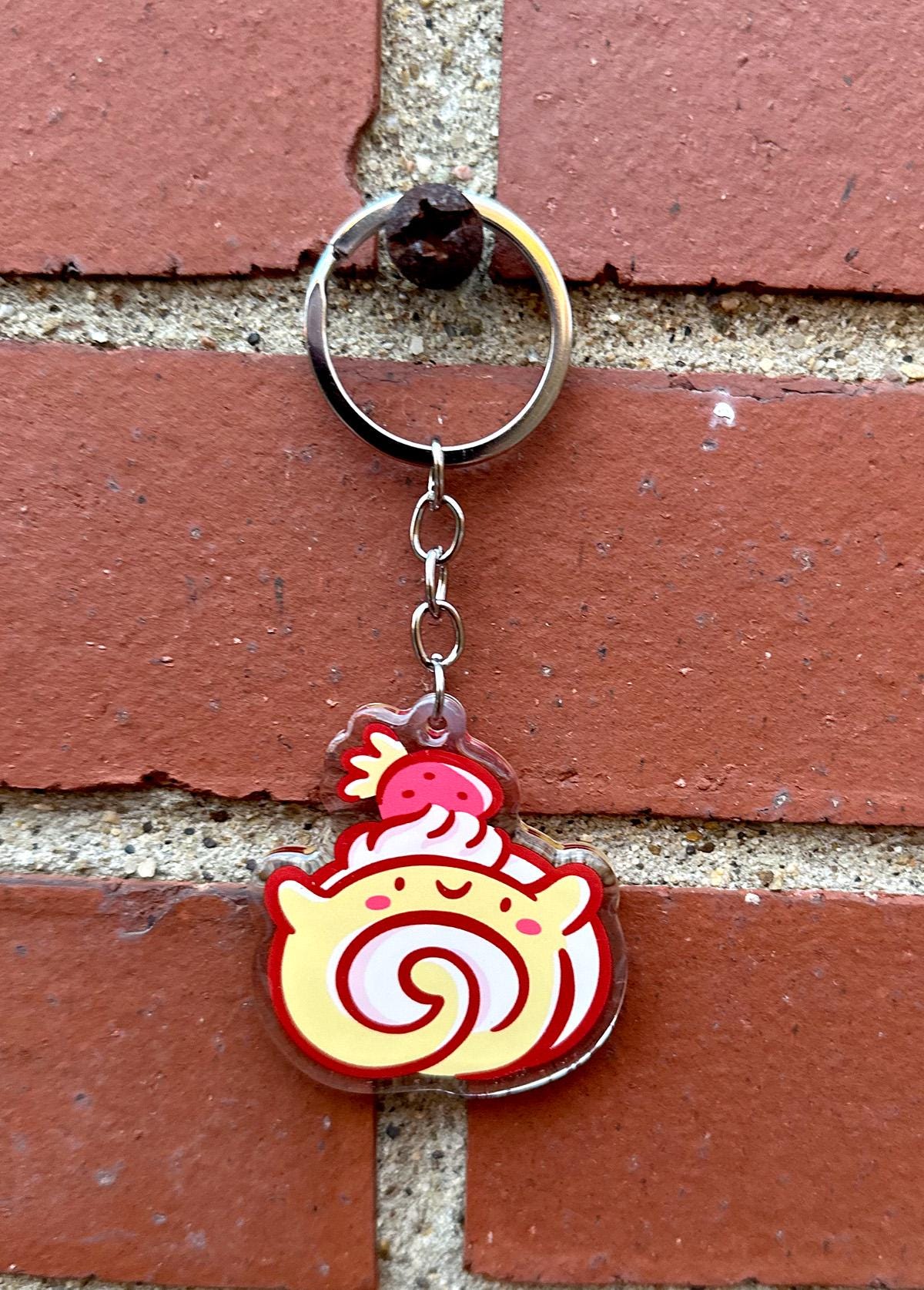 Strawberry Swiss Roll Keychain