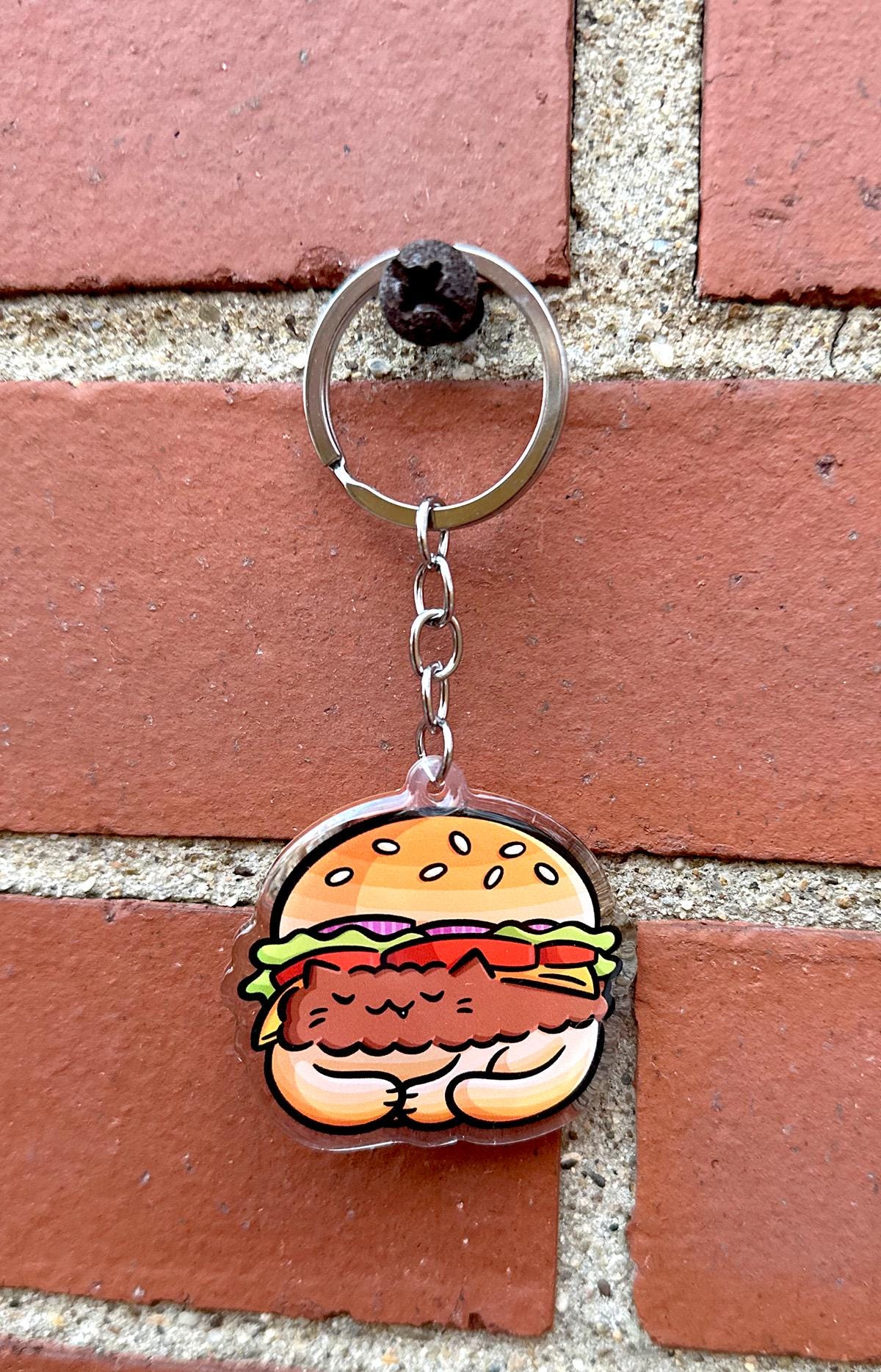 Hamburger Cat Keychain