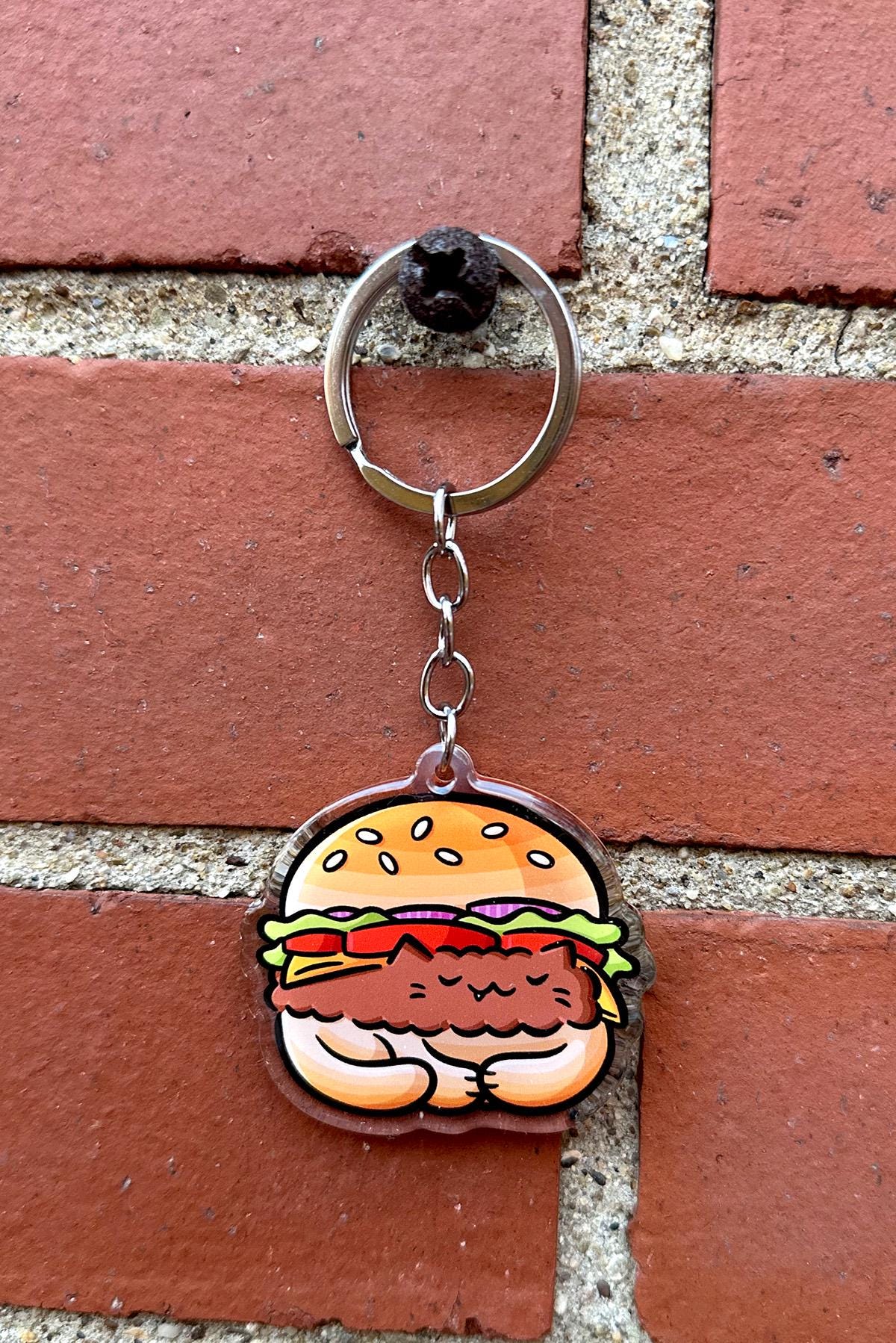 Hamburger Cat Keychain