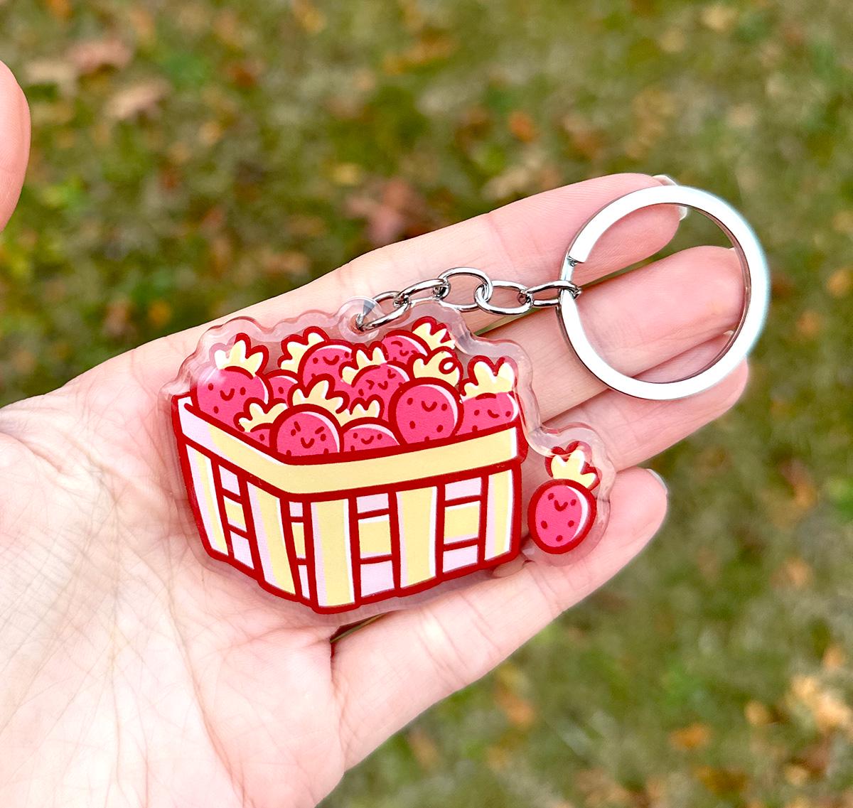 Strawberry Basket Keychain