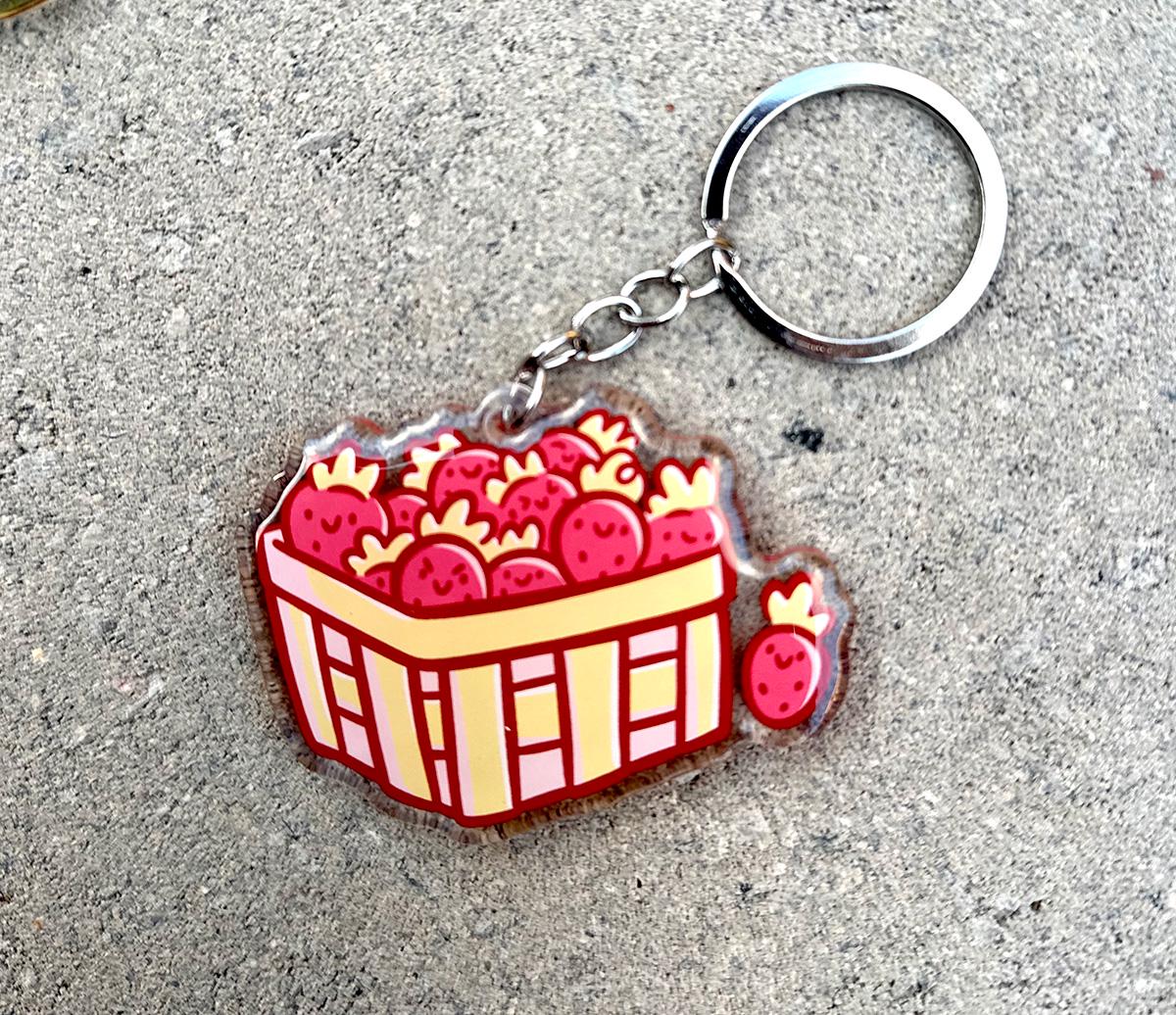 Strawberry Basket Keychain