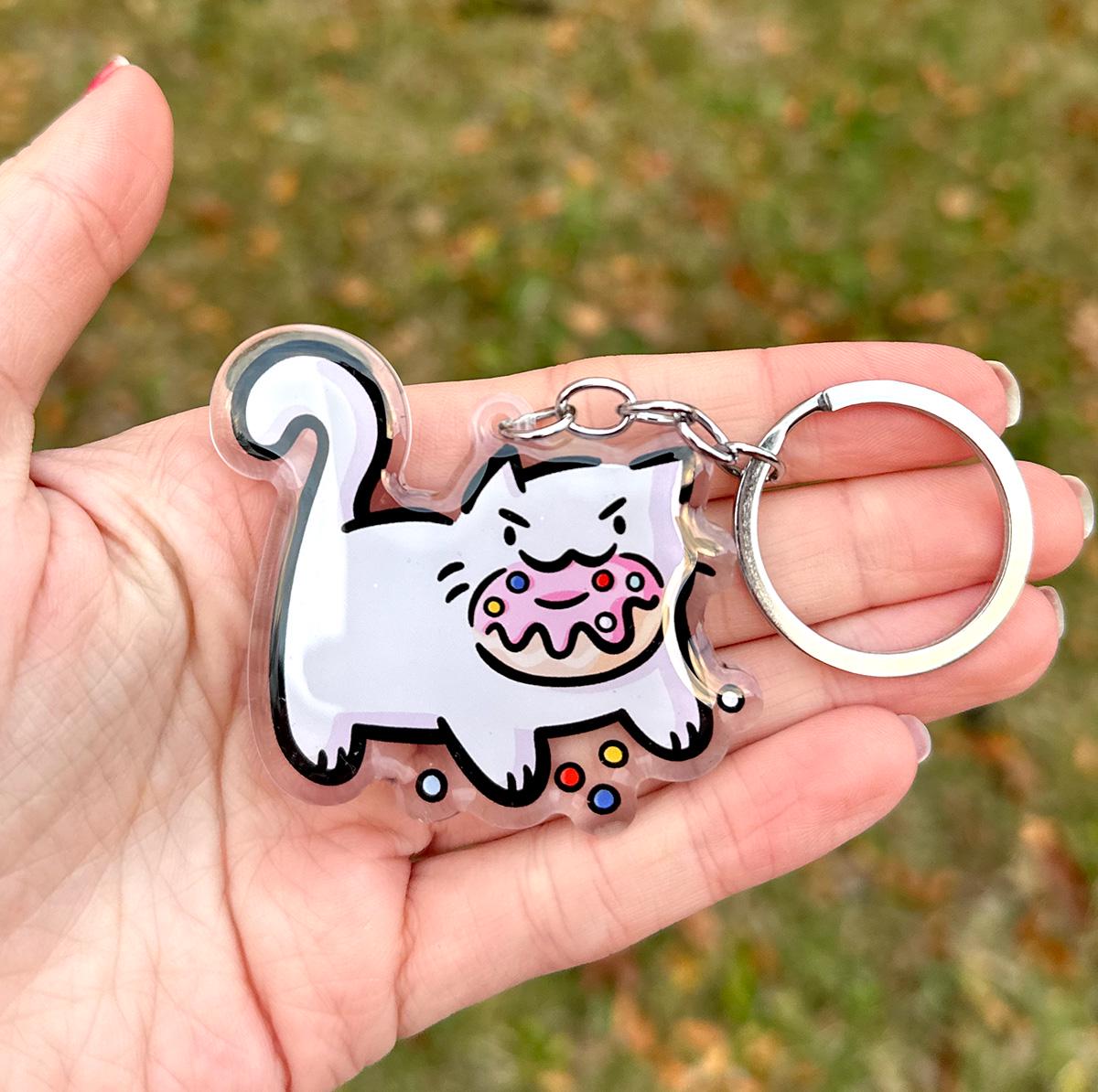 Donut Cat Keychain (Grumpy)