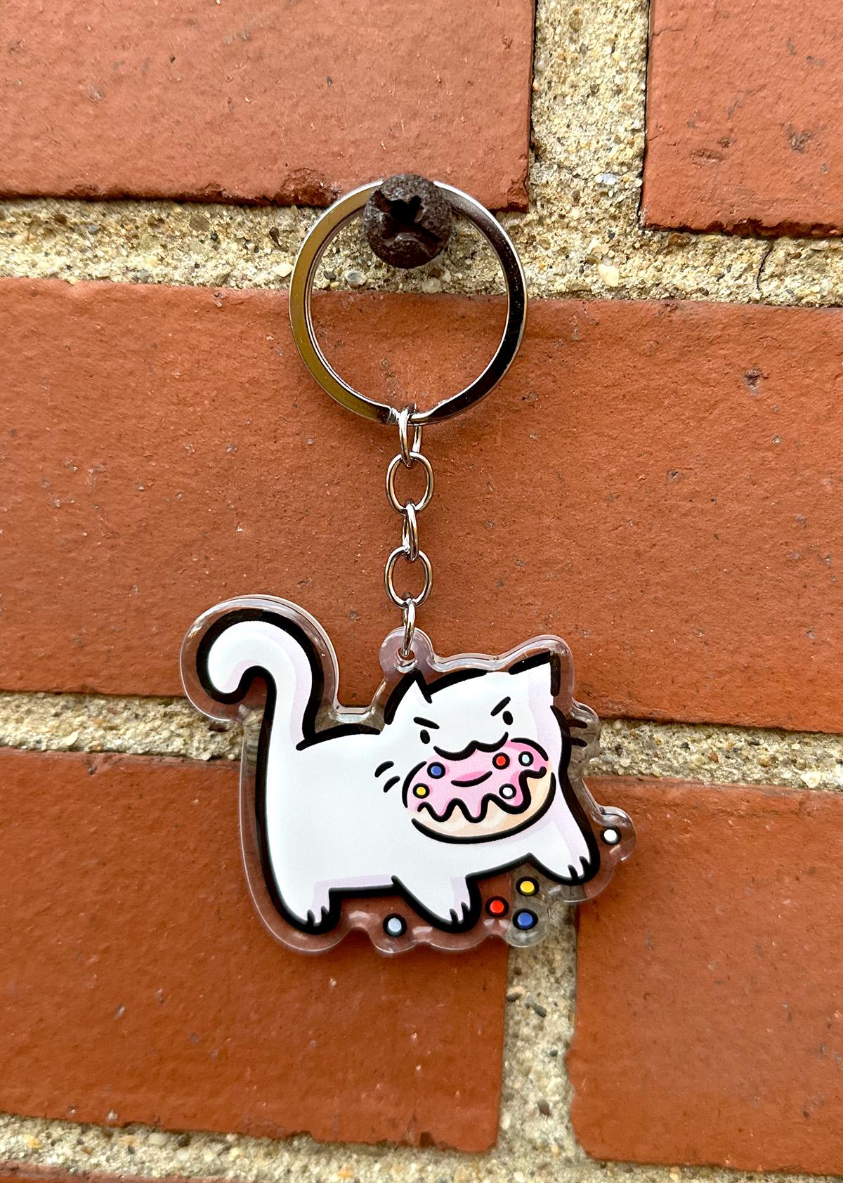 Donut Cat Keychain (Grumpy)