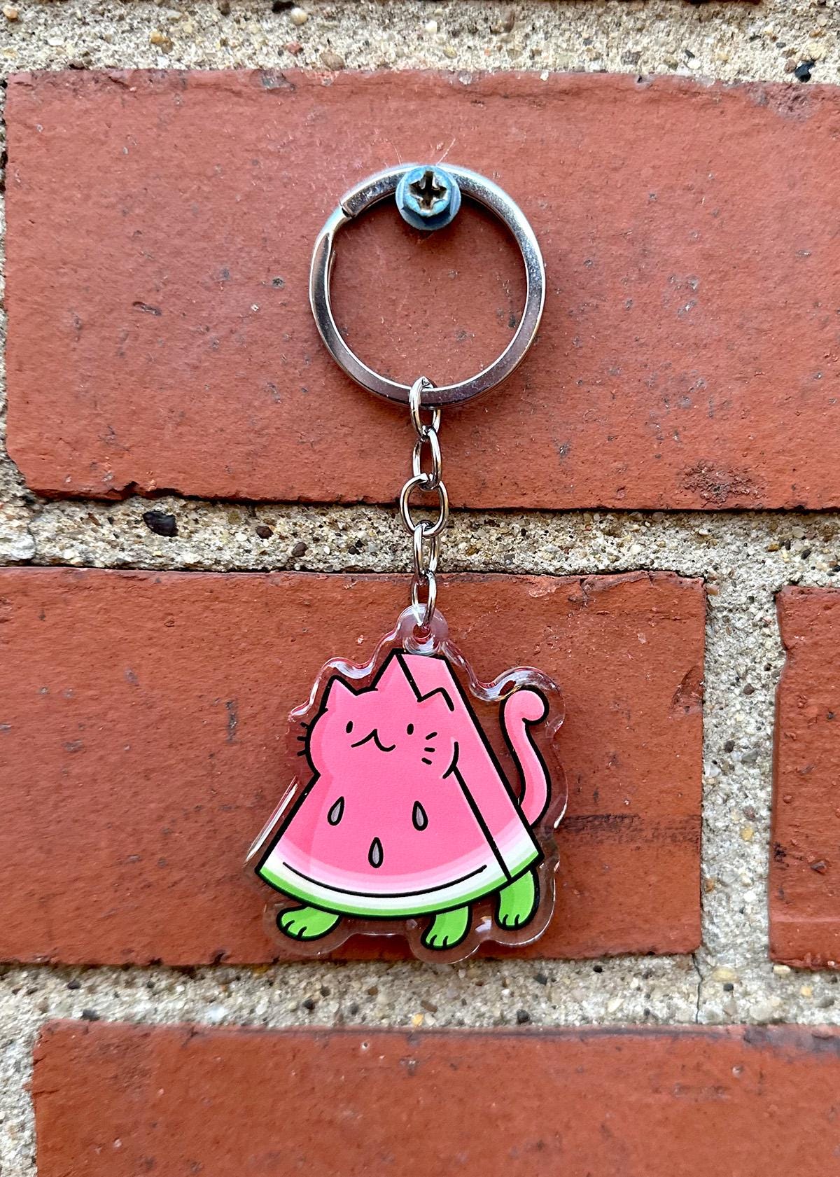 Watermelon Cat Keychain