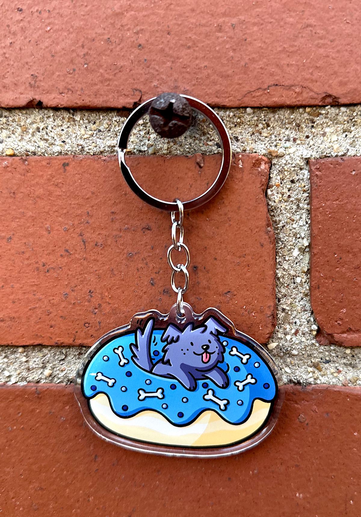 Donut Dog Keychain