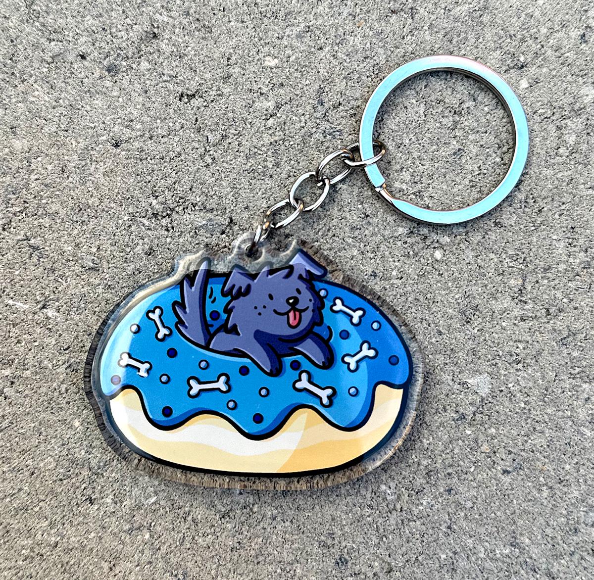 Donut Dog Keychain