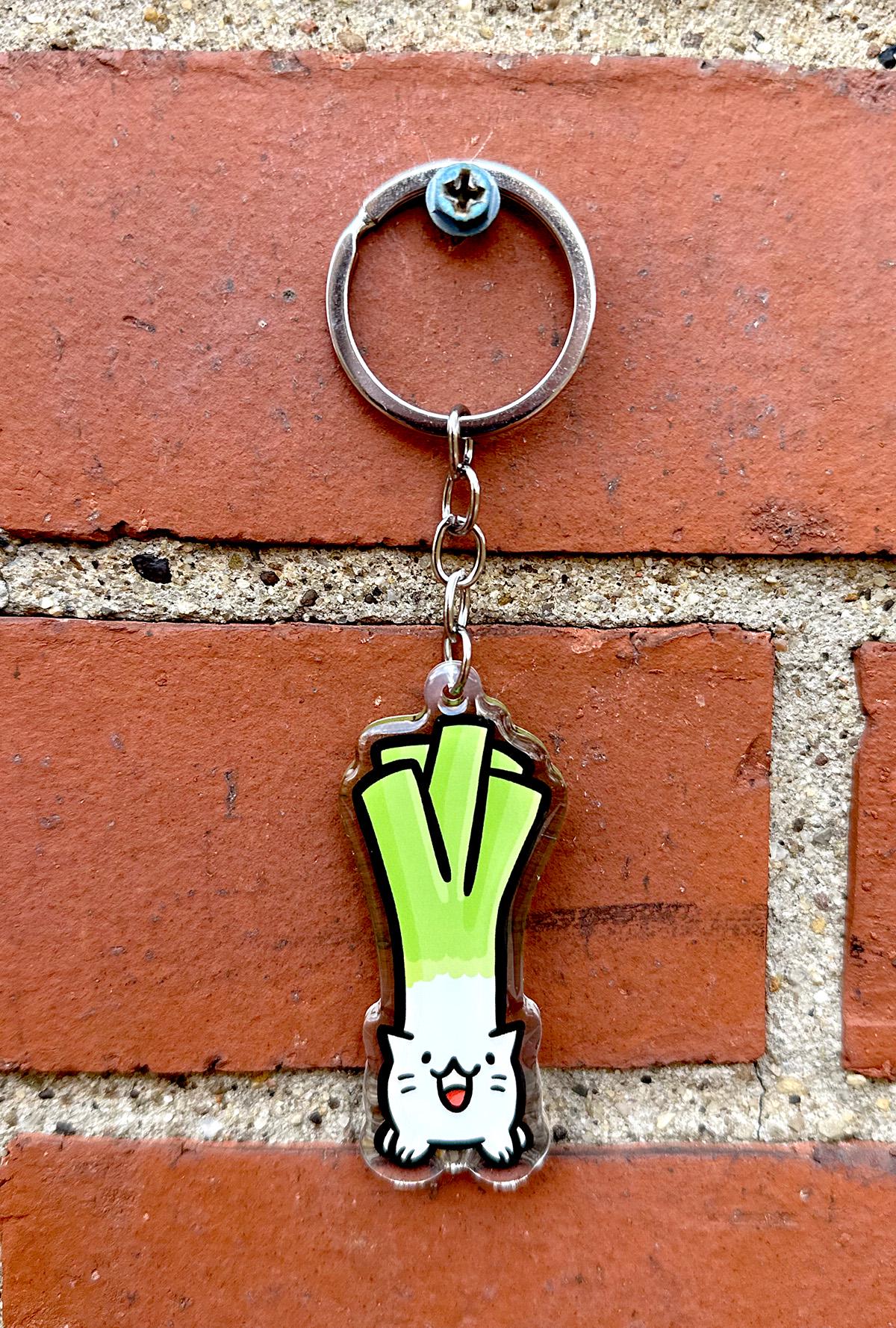 Leek Cat Keychain