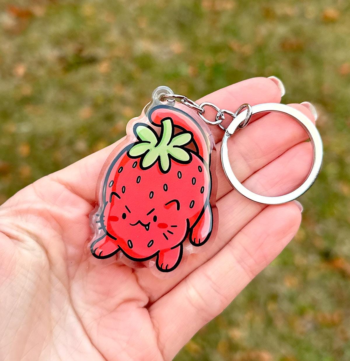 Strawberry Cat Keychain