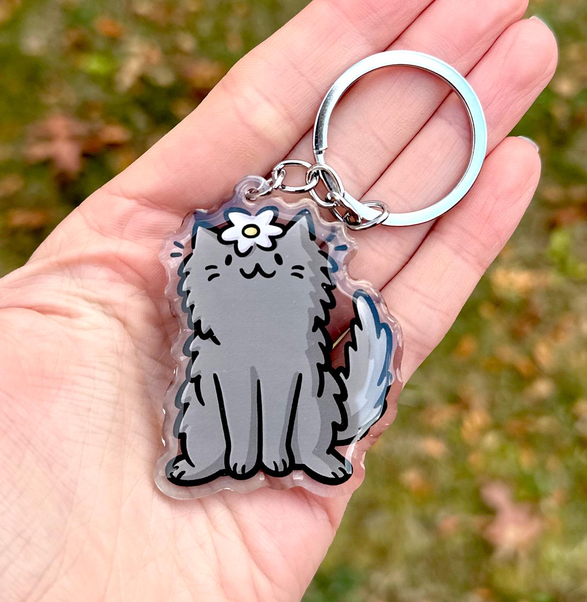 Daisy Head Cat Keychain