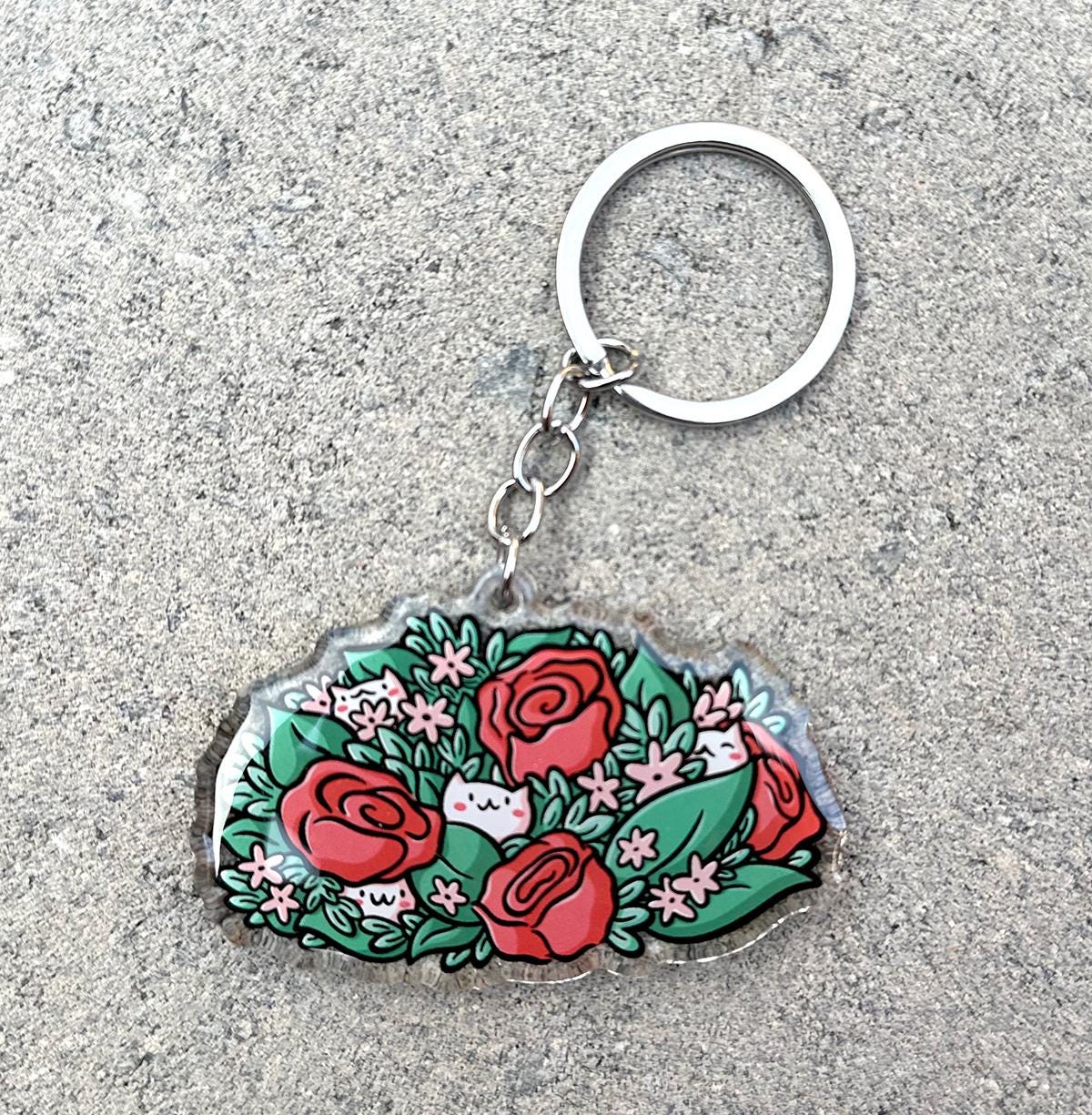 Rose Cats Keychain