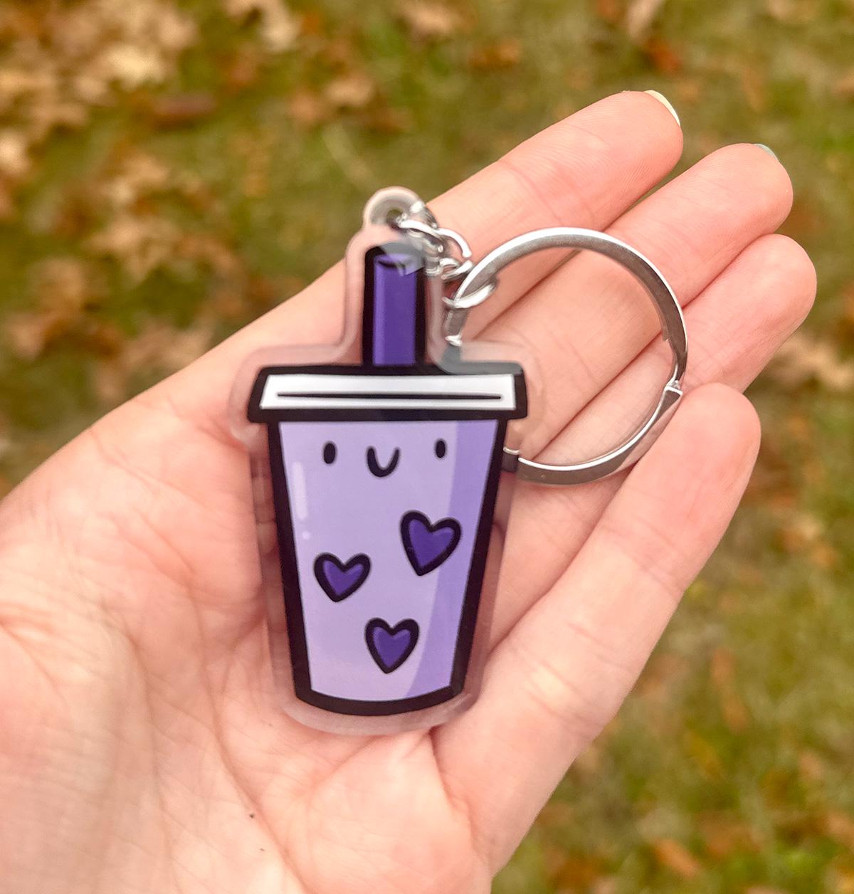 Bubble Tea Keychain (Taro)