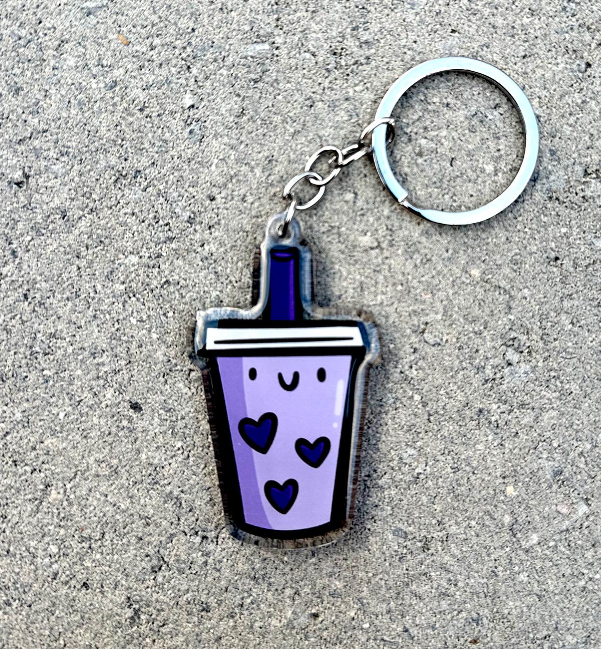 Bubble Tea Keychain (Taro)