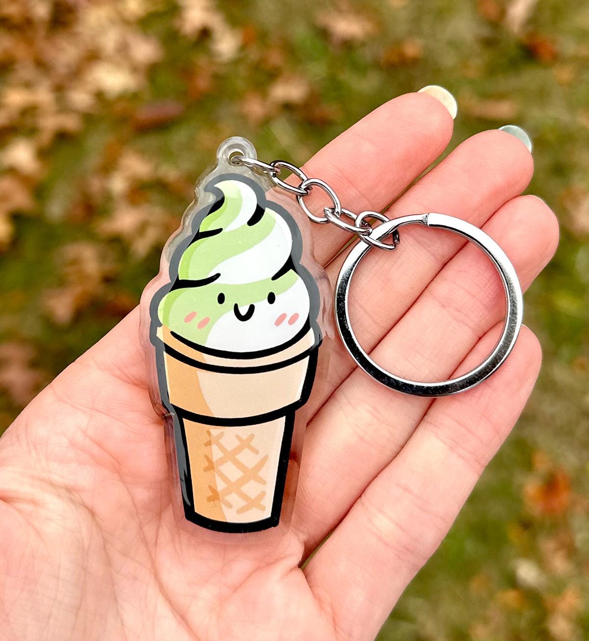 Matcha Twist Ice Cream Keychain