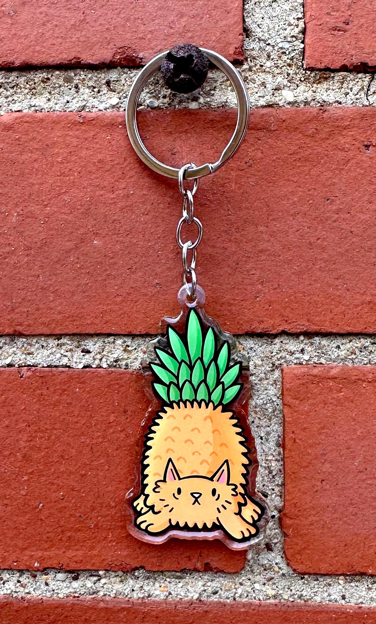 Pineapple Cat Keychain