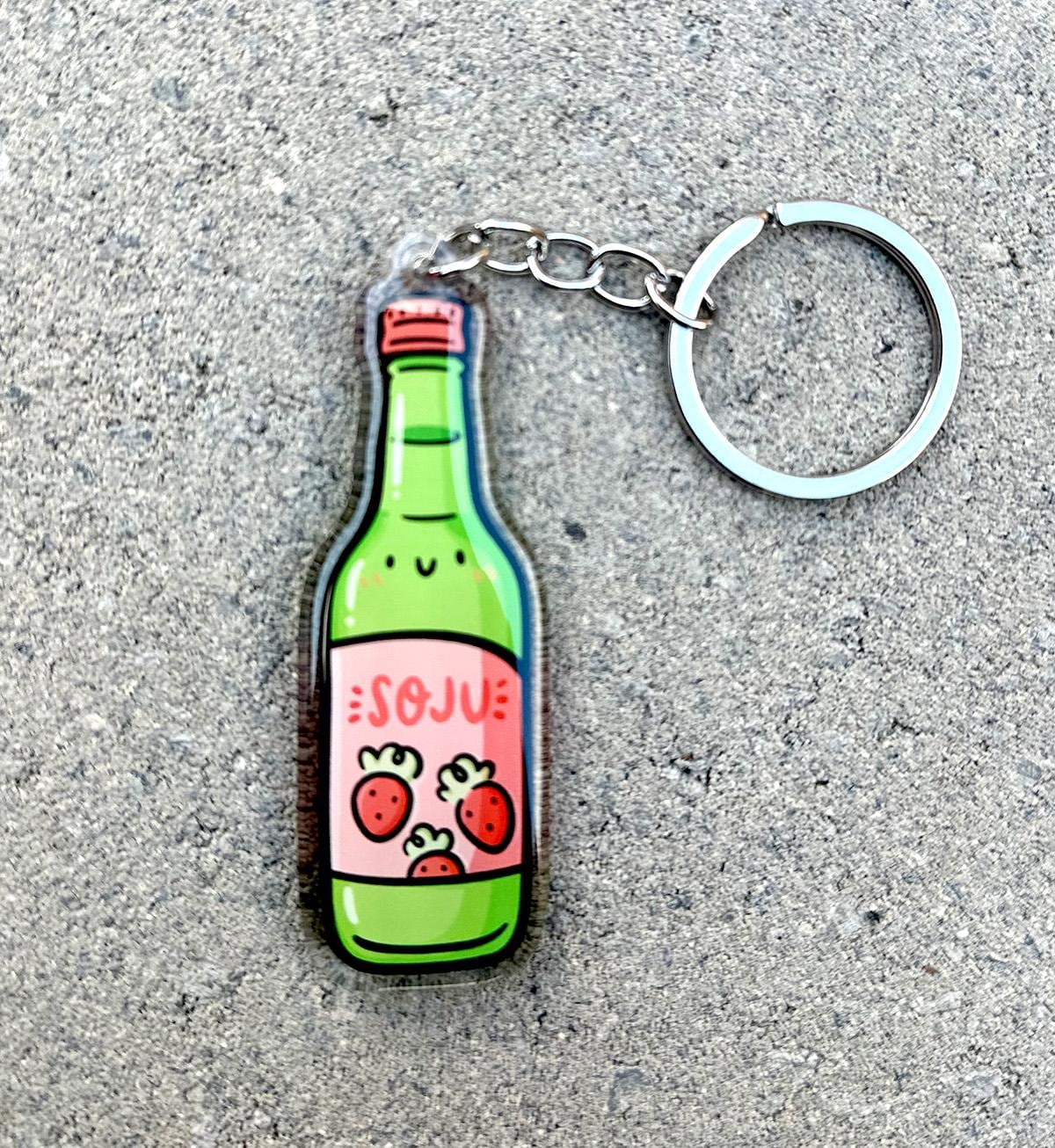 Soju Keychain (Strawberry)