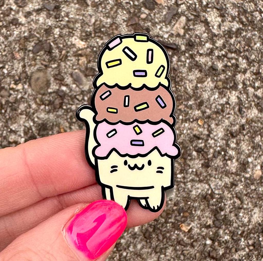 Ice Cream Cat Enamel Pin