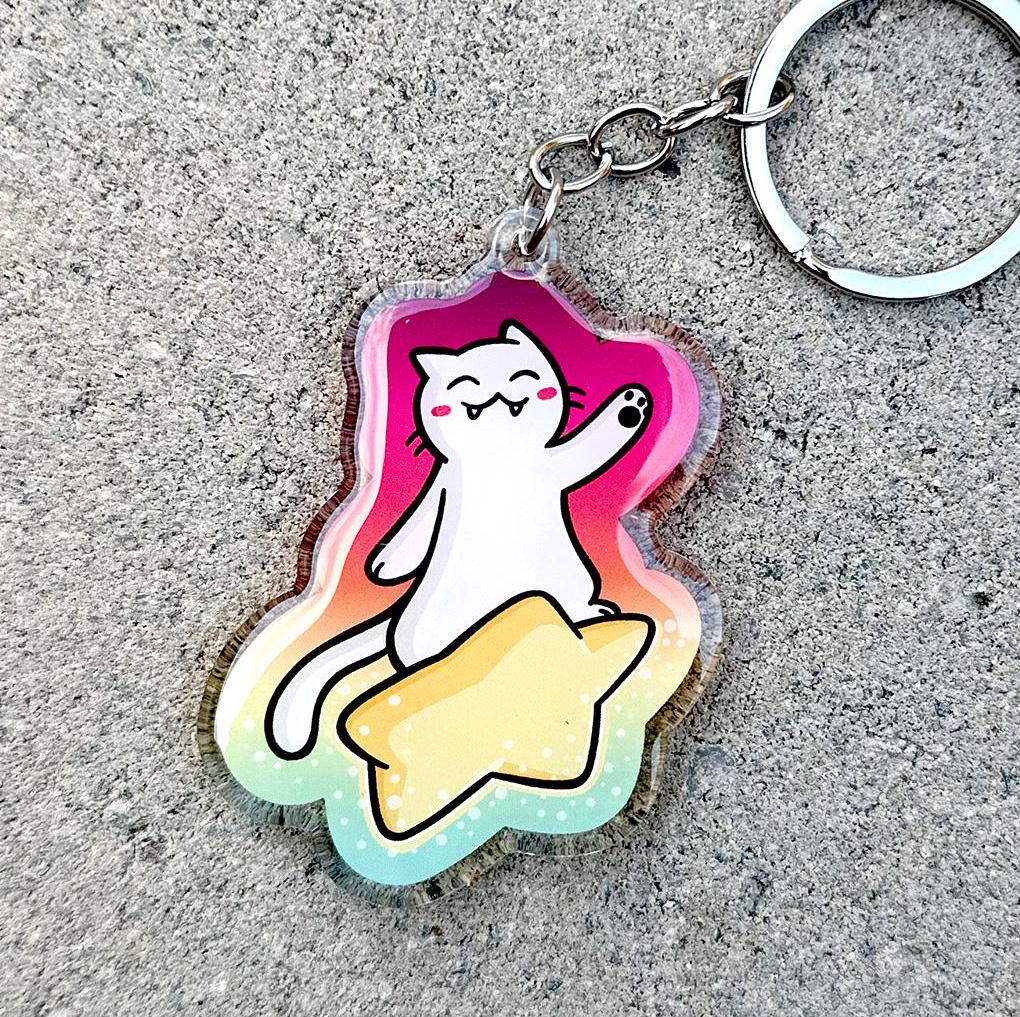 Shooting Star Cat Keychain