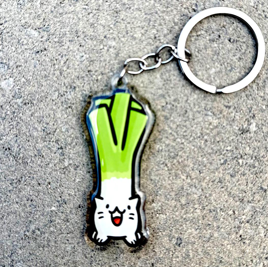 Leek Cat Keychain