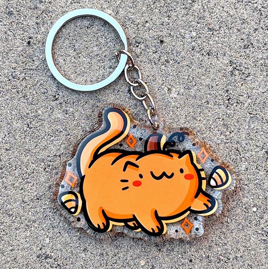 Pumpkin Cat Keychain