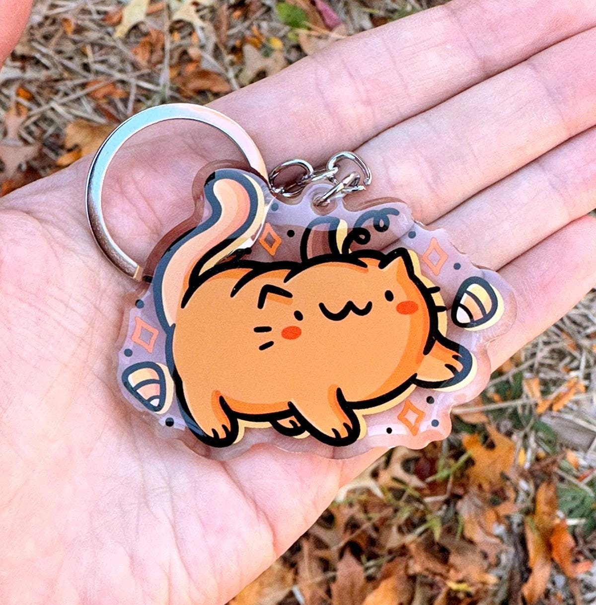 Pumpkin Cat Keychain