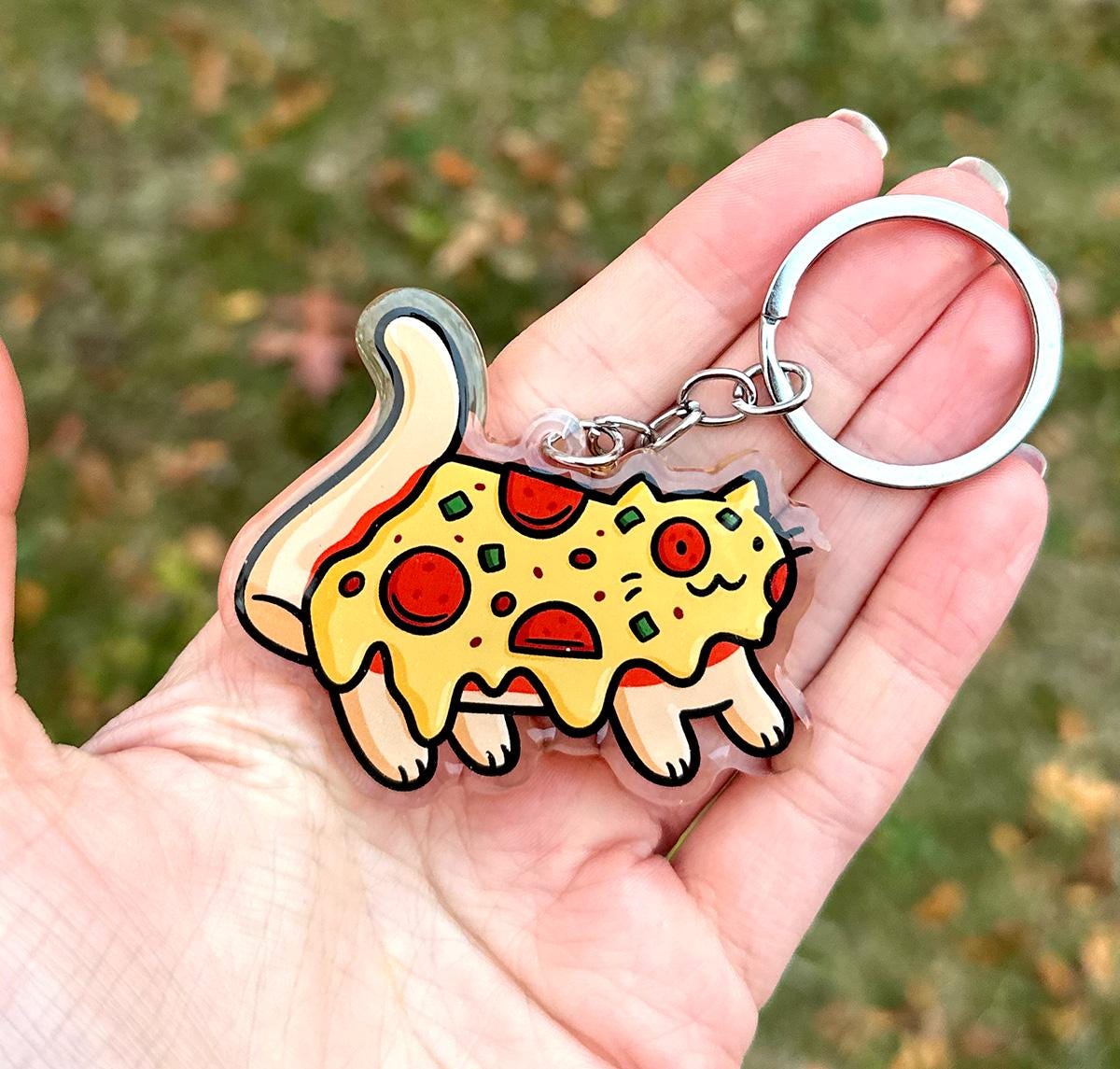 Pizza Cat Keychain