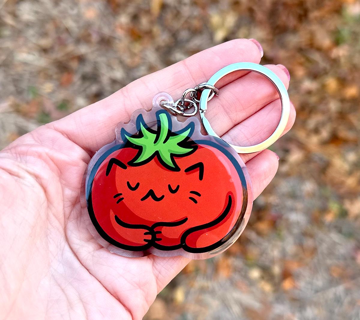 Tomato Cat Keychain