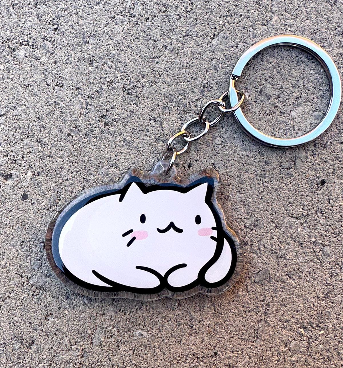 White Cat Keychain