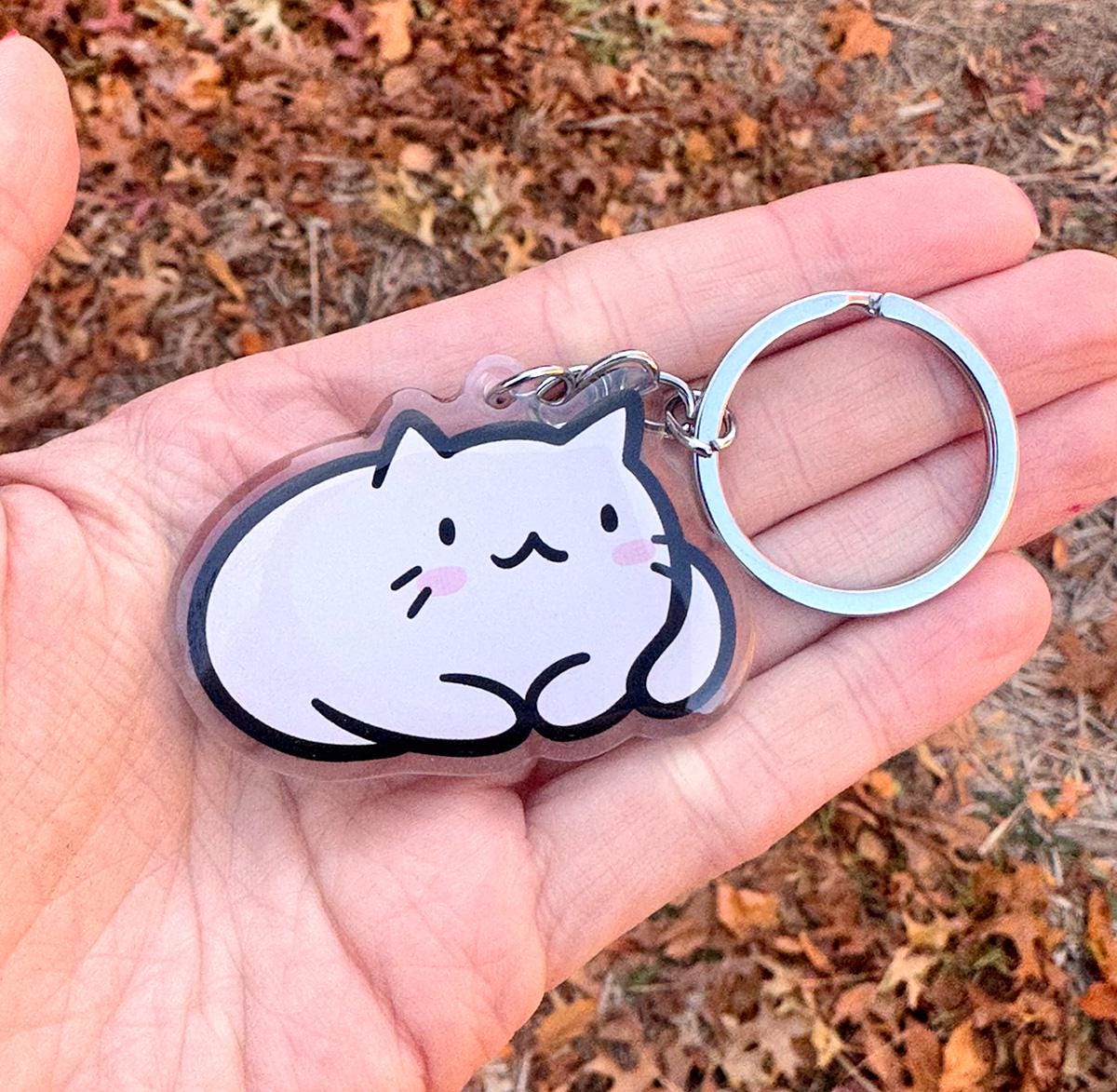 White Cat Keychain