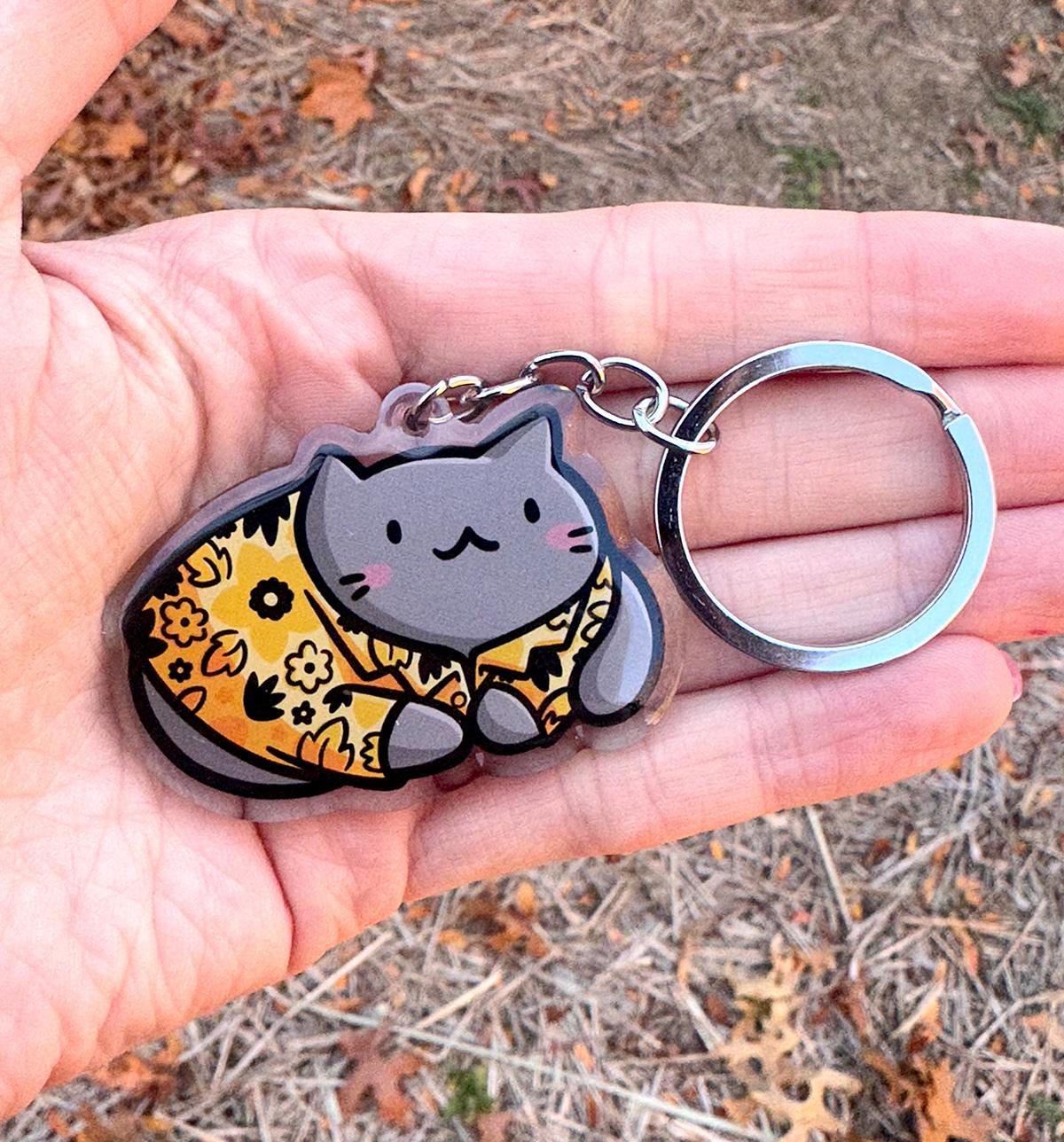 Pittsburgh Hawaiian Shirt Cat Keychain