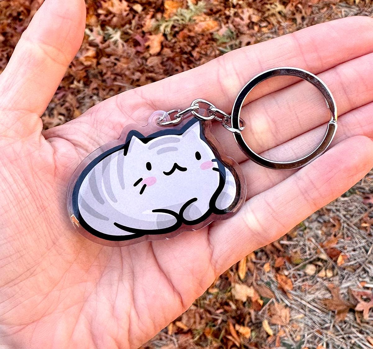 Gray Cat Keychain