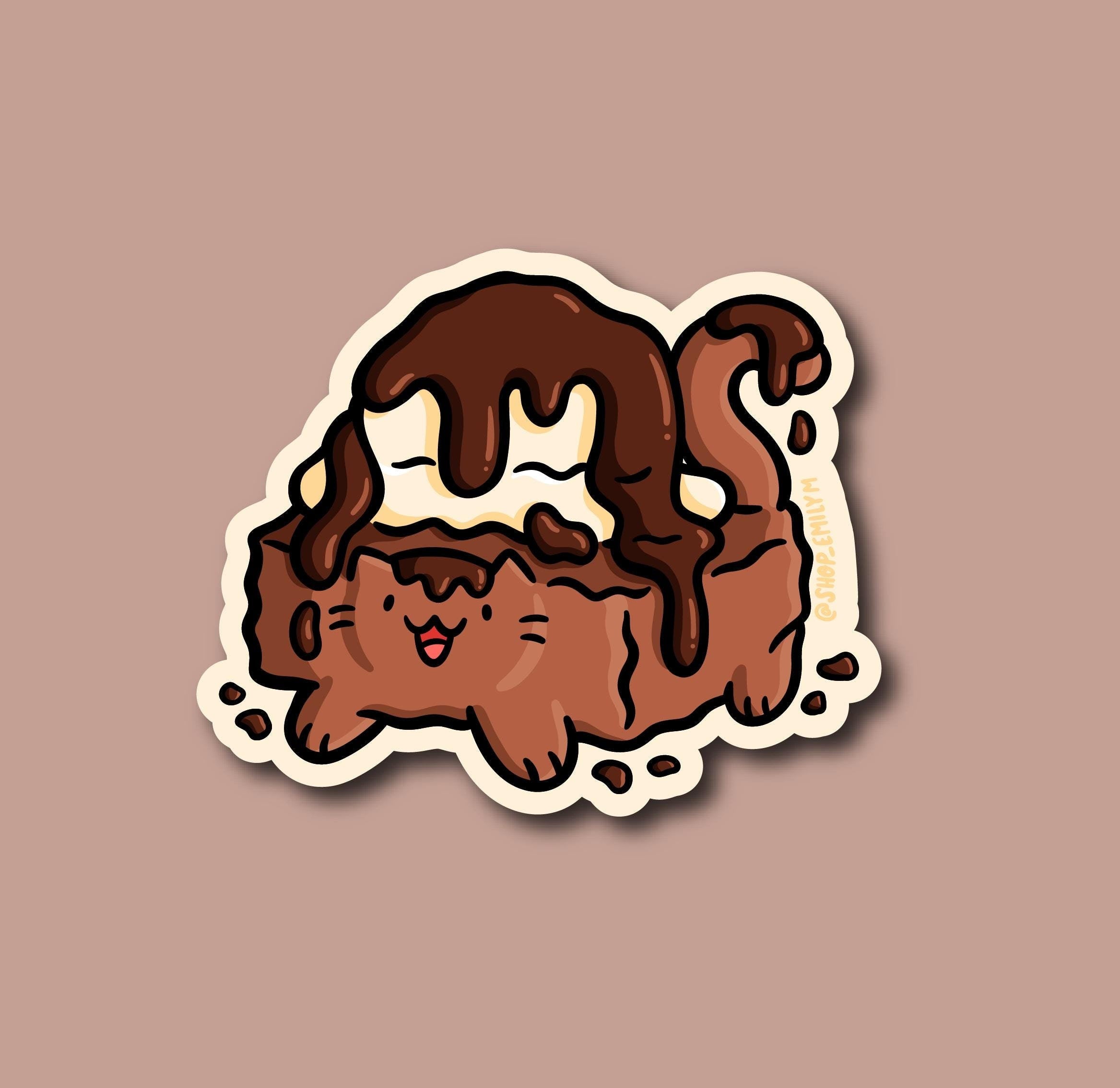 Brownie Sundae Cat Sticker