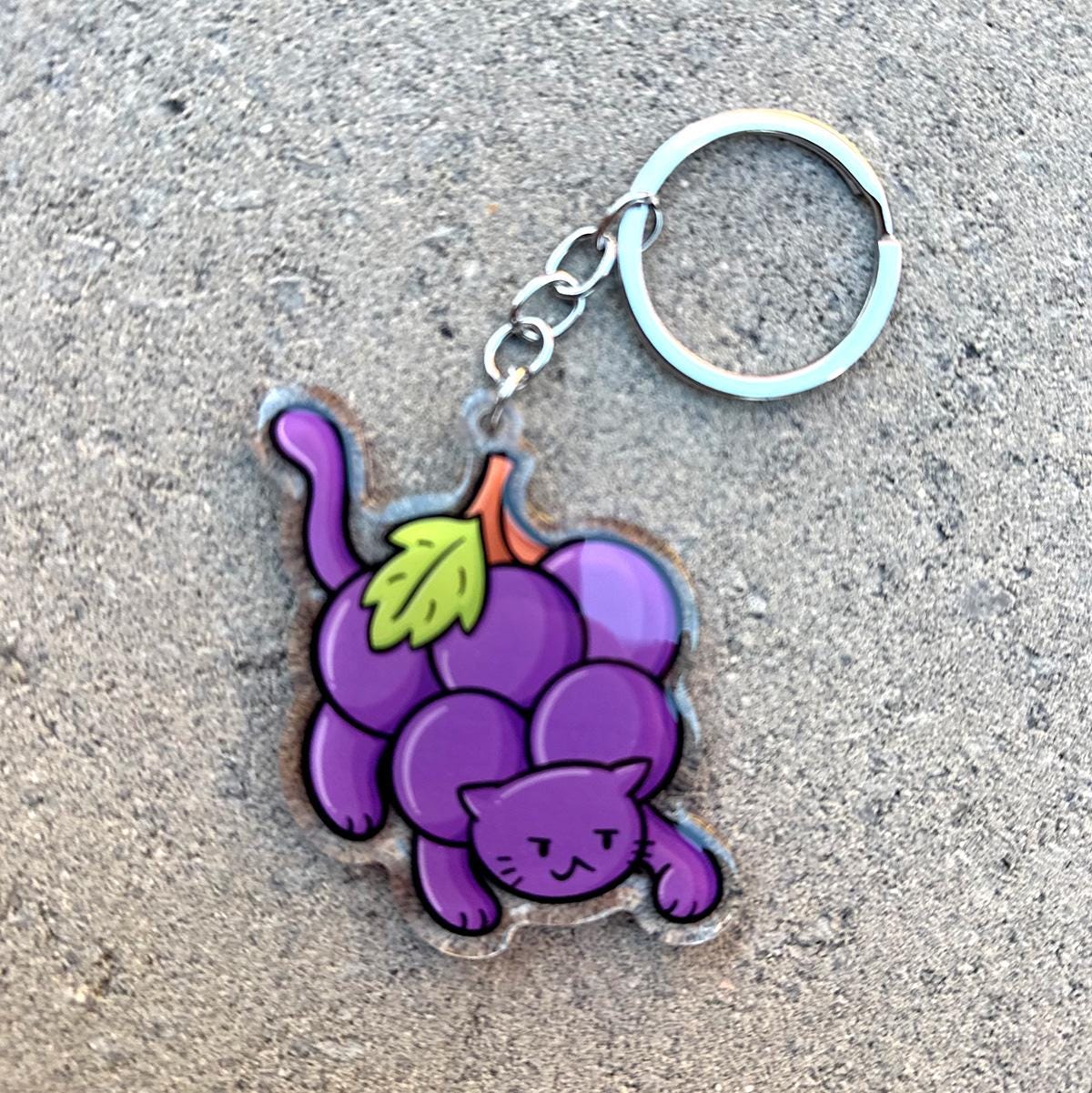 Grapes Cat Keychain