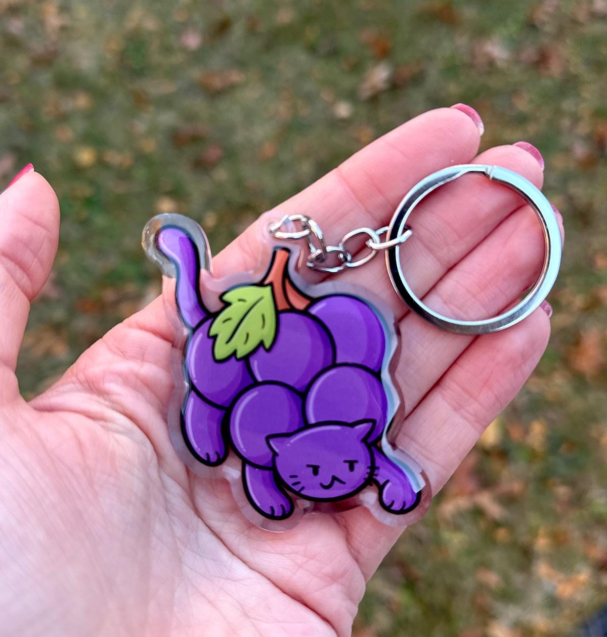 Grapes Cat Keychain