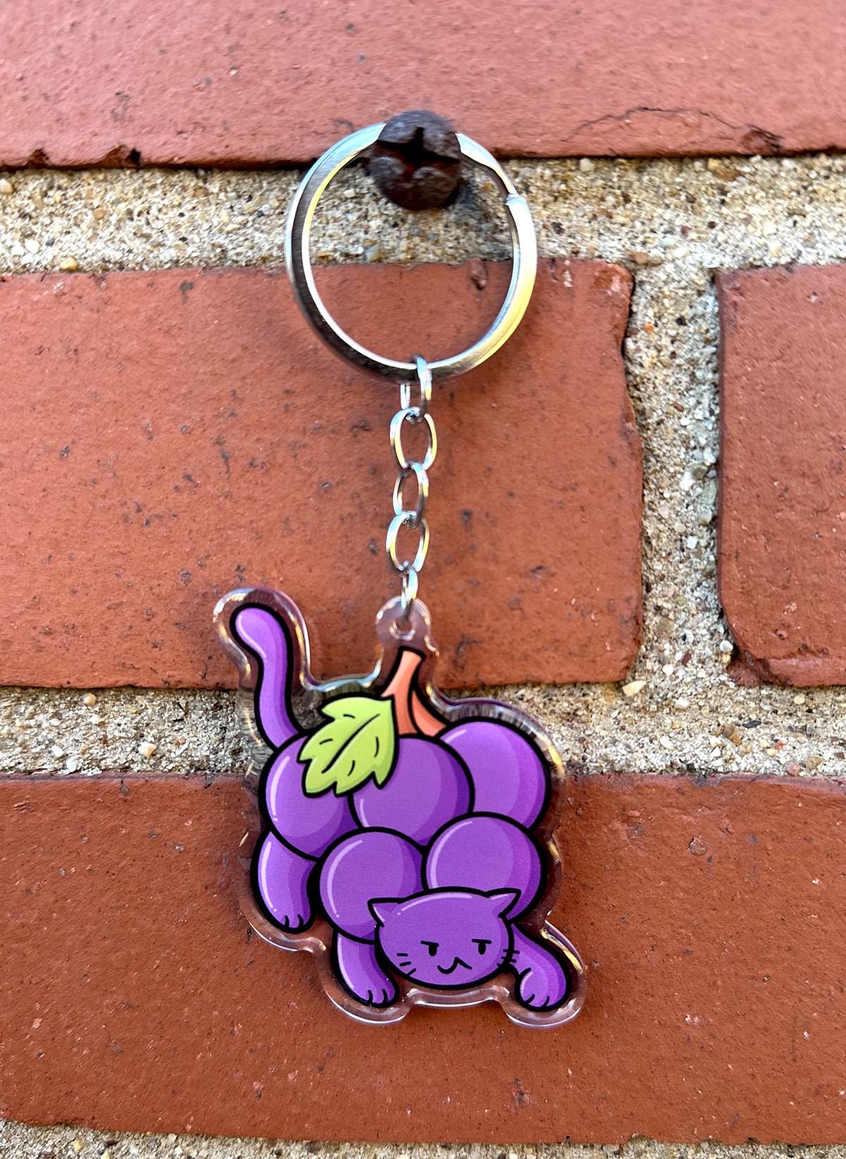 Grapes Cat Keychain