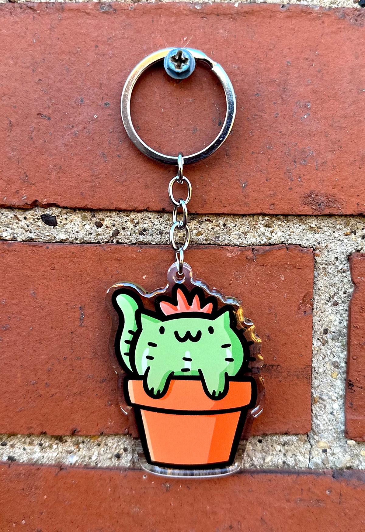 Cactus Cat Keychain