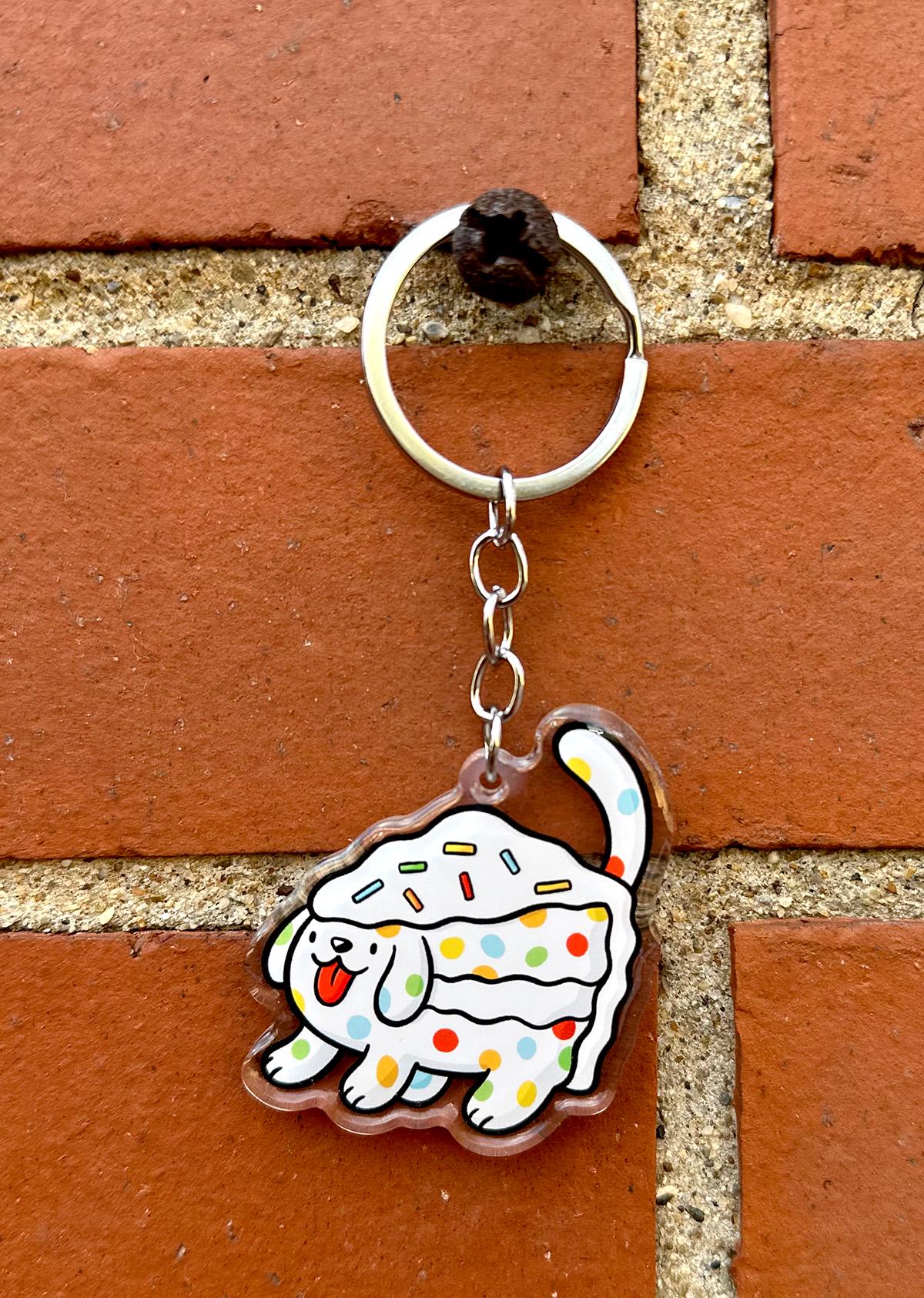 Sprinkle Cake Dog Keychain