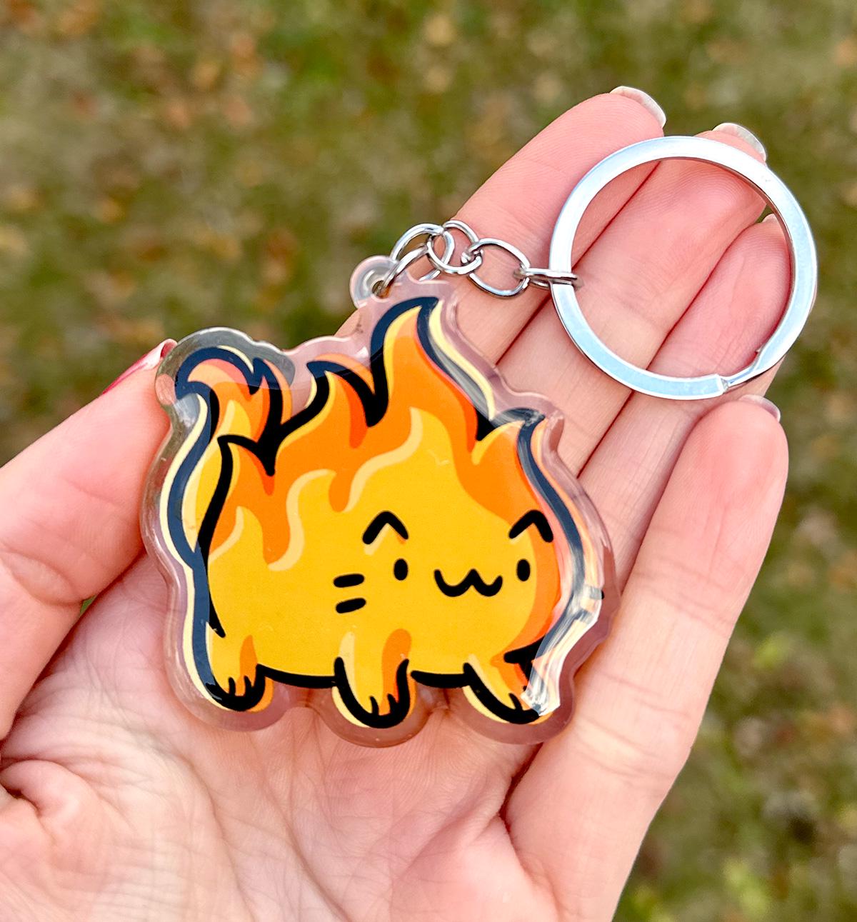 Flame Cat Keychain