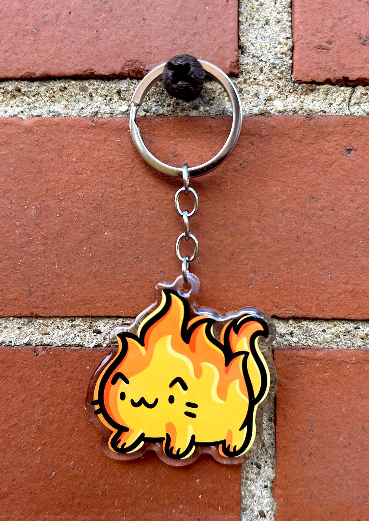 Flame Cat Keychain