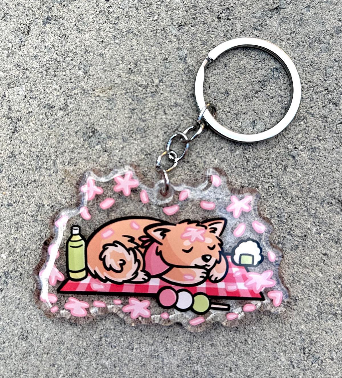 Sakura Shiba Keychain