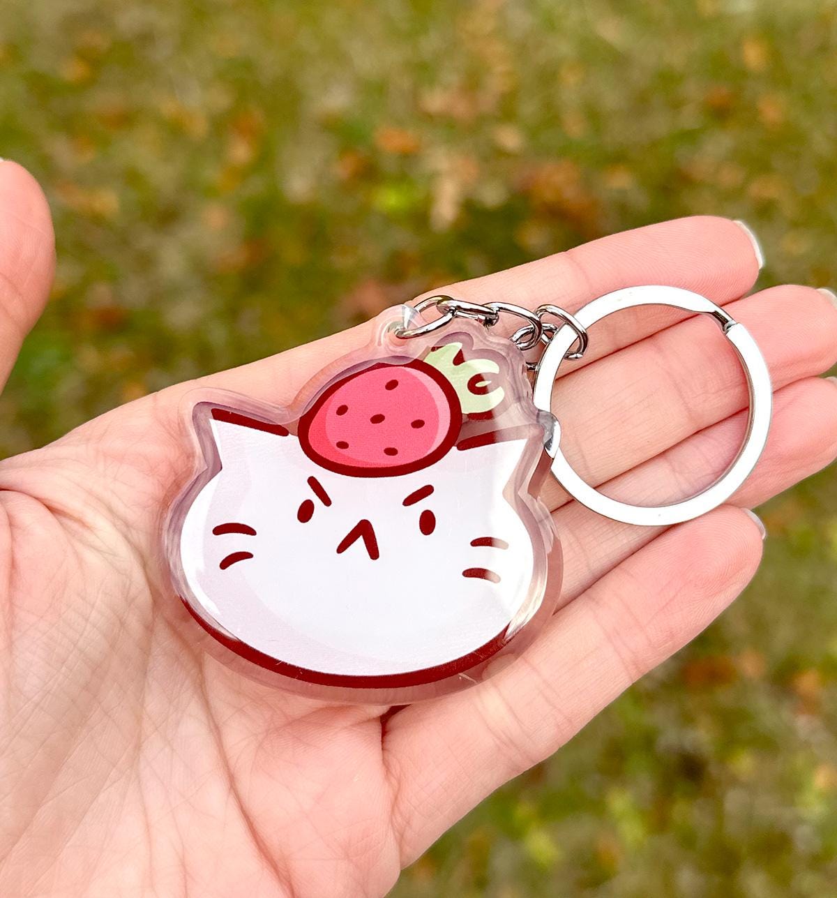 Strawberry Head Cat Keychain