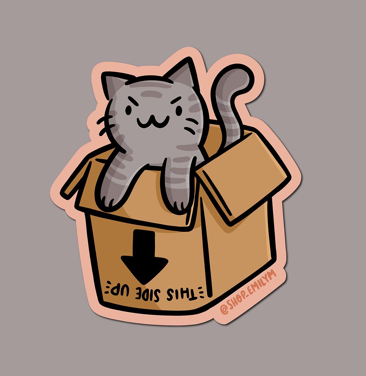 Box Cat Sticker