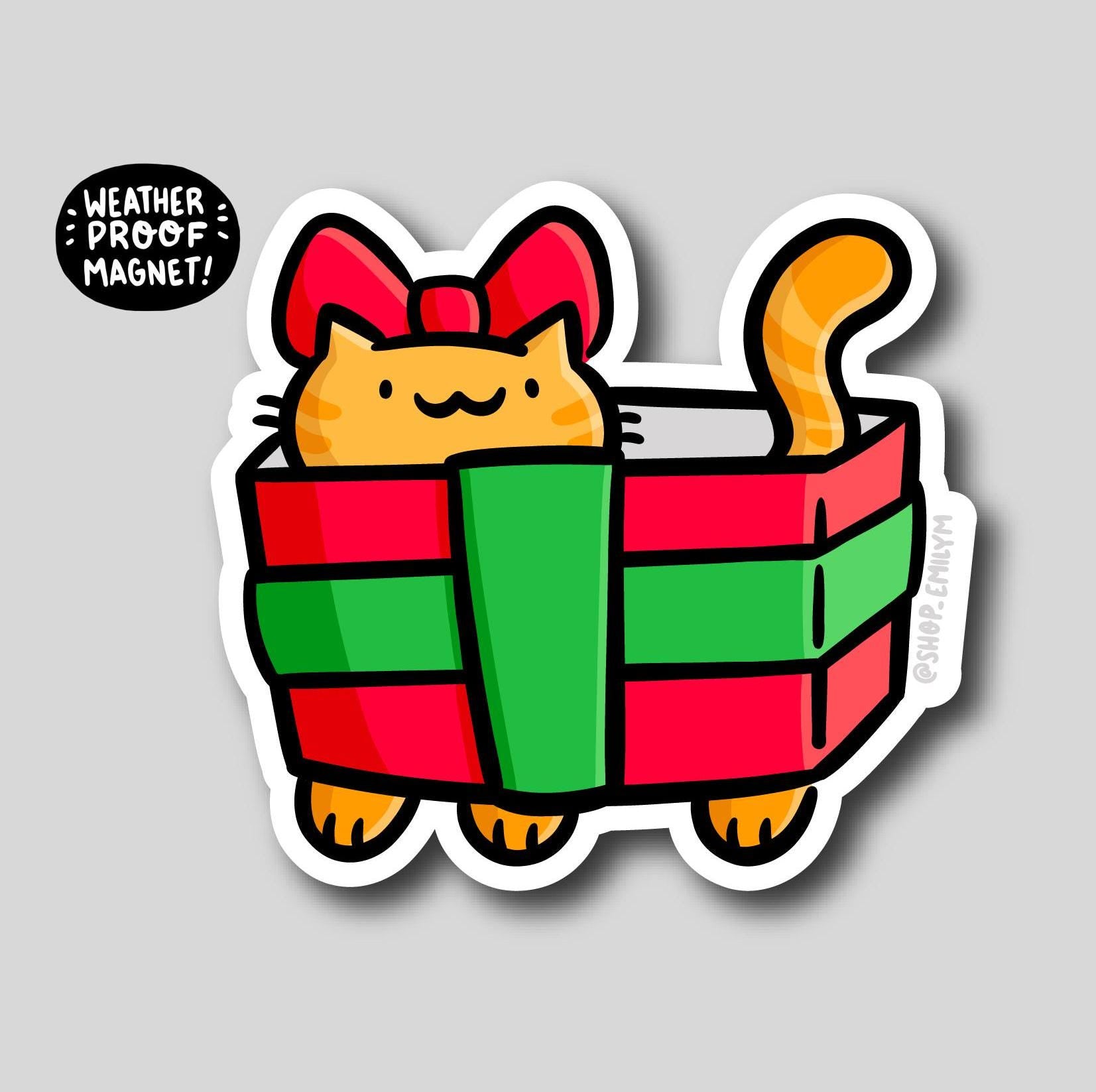 Christmas Present Cat Magnet