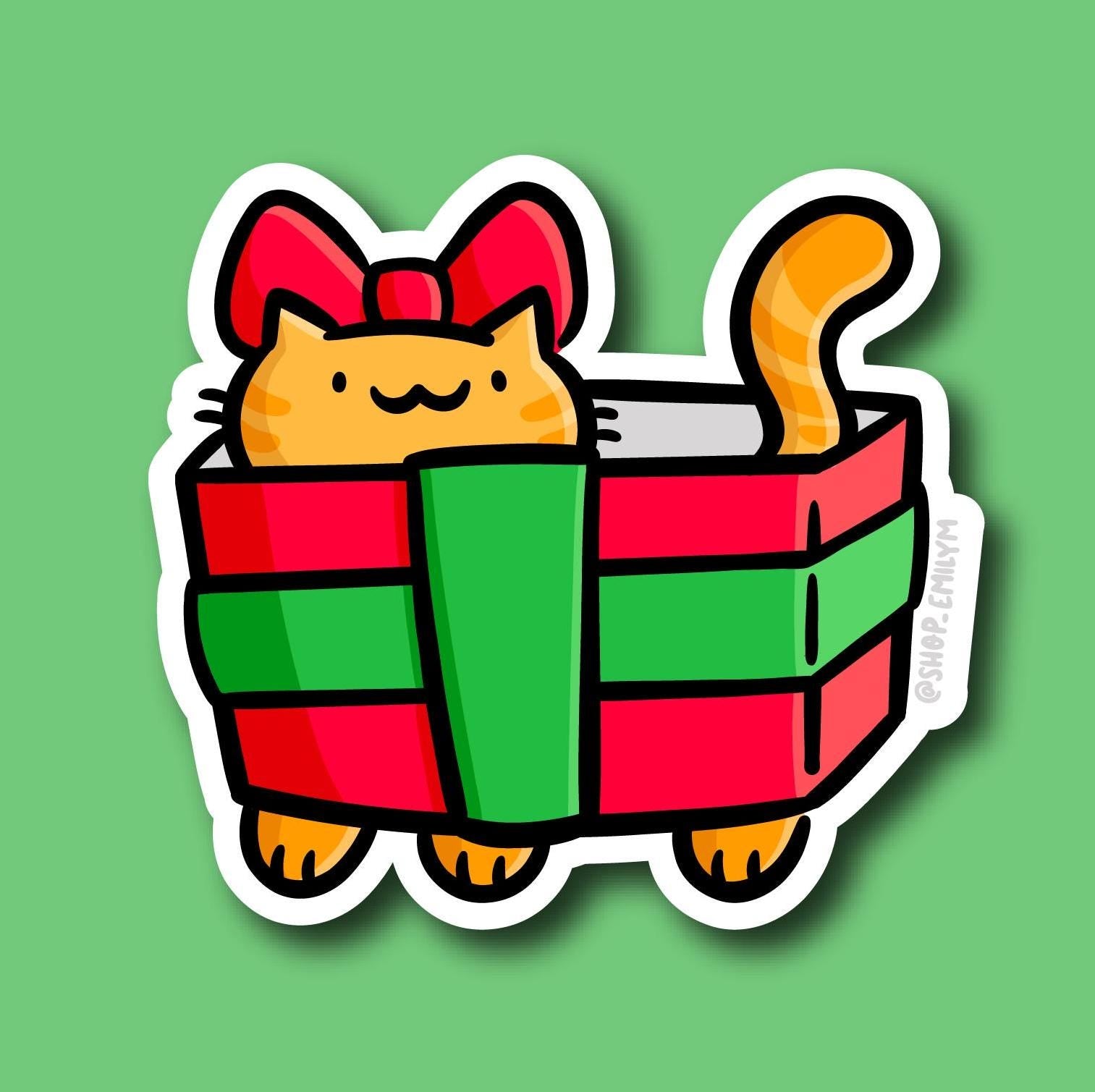 Christmas Present Cat Sticker