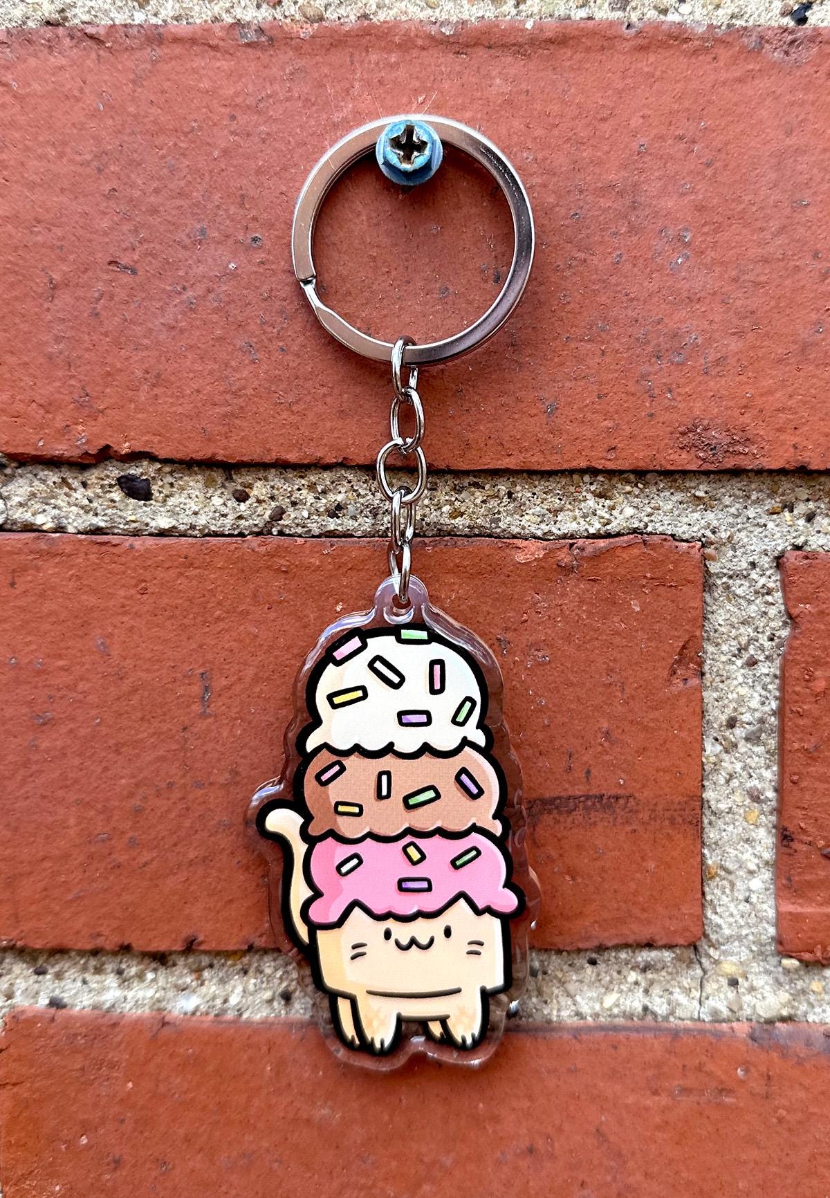 Ice Cream Cat Keychain