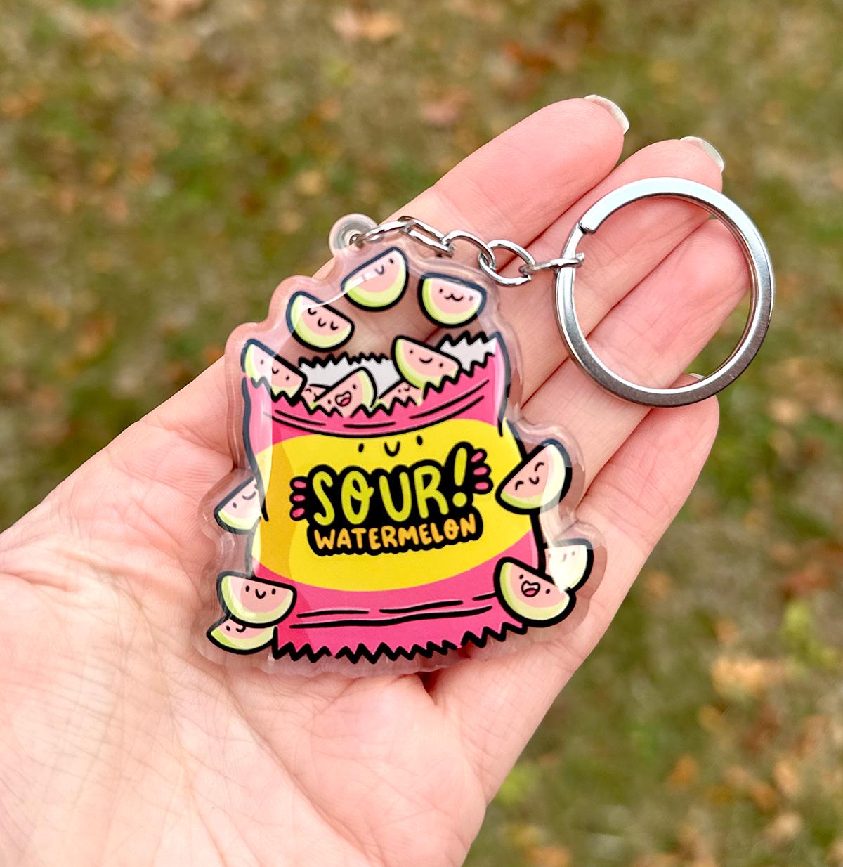 Sour Gummy Watermelon Keychain